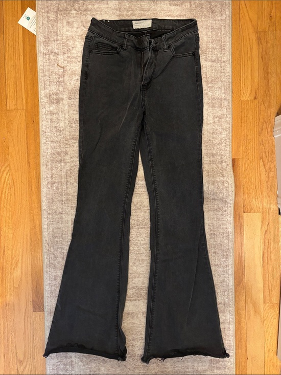Banjara Denim - High-Rise Black Flare Jeans with Raw Hem